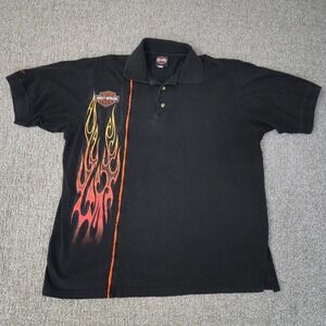 2006 Harley Davidson Flame Polo Men's Shirt Size XL Bikercore Fire Vintage